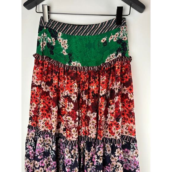 Anthropologie Bhanuni by Jyoti Anarosa Tiered Maxi Skirt Floral Boho Anthro Sz 4 - Picture 8 of 15